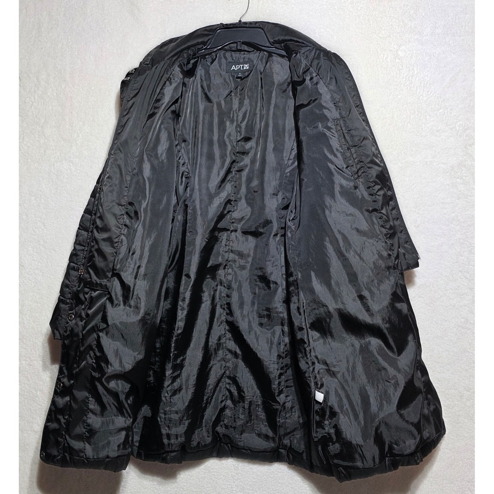 Apt 9 Women's Black Quilted Puffer Coat Longline Snap Button Mock Neck Jacket M - Picture 6 of 15